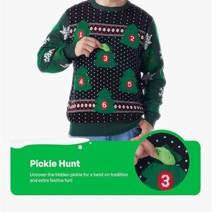 Giggling Getup Large Men’s Find The Pickle Christmas Sweater